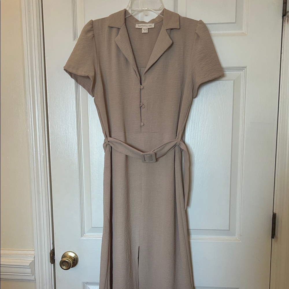 Elegant Taupe Midi Dress
